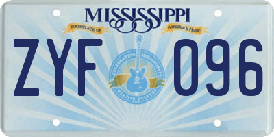 MS license plate ZYF096