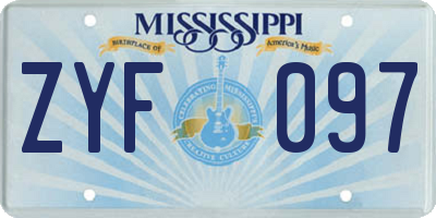 MS license plate ZYF097
