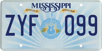MS license plate ZYF099