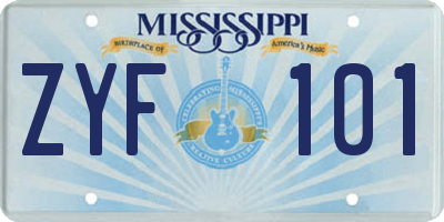 MS license plate ZYF101