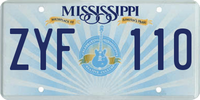 MS license plate ZYF110