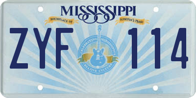MS license plate ZYF114