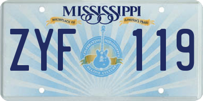 MS license plate ZYF119