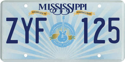 MS license plate ZYF125