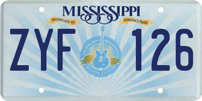 MS license plate ZYF126