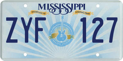 MS license plate ZYF127