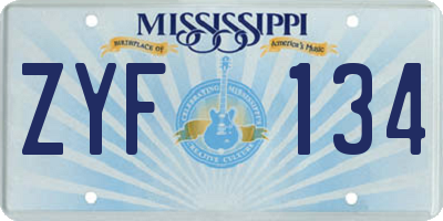 MS license plate ZYF134