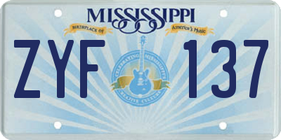 MS license plate ZYF137
