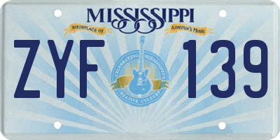 MS license plate ZYF139