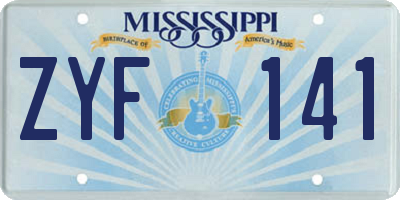 MS license plate ZYF141