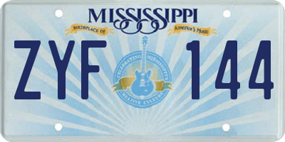 MS license plate ZYF144