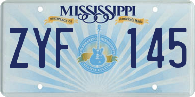 MS license plate ZYF145