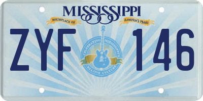 MS license plate ZYF146