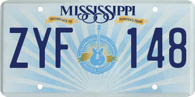MS license plate ZYF148