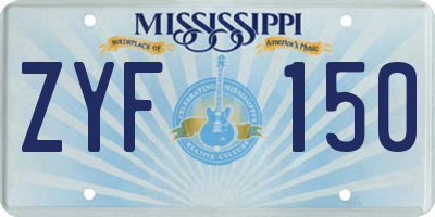 MS license plate ZYF150