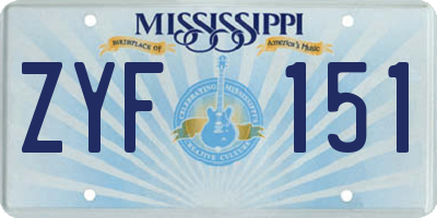MS license plate ZYF151