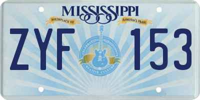 MS license plate ZYF153