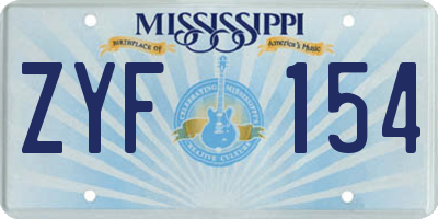 MS license plate ZYF154