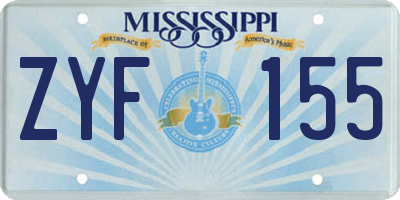 MS license plate ZYF155