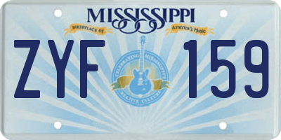 MS license plate ZYF159