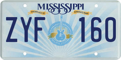 MS license plate ZYF160