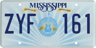 MS license plate ZYF161