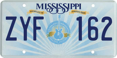 MS license plate ZYF162