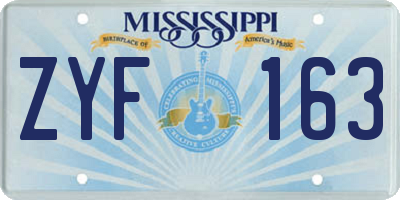 MS license plate ZYF163