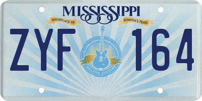 MS license plate ZYF164