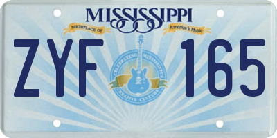 MS license plate ZYF165