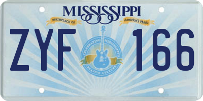 MS license plate ZYF166