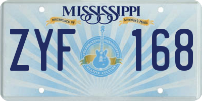 MS license plate ZYF168