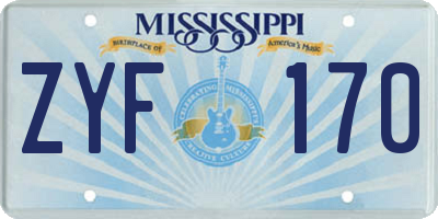 MS license plate ZYF170