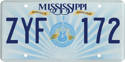MS license plate ZYF172