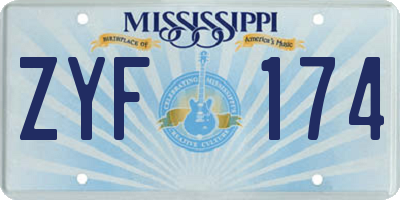 MS license plate ZYF174