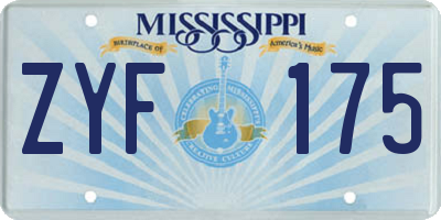 MS license plate ZYF175