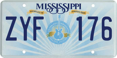 MS license plate ZYF176