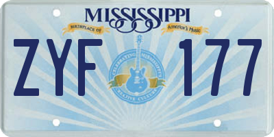 MS license plate ZYF177