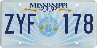 MS license plate ZYF178