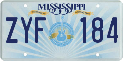 MS license plate ZYF184