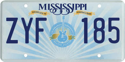 MS license plate ZYF185