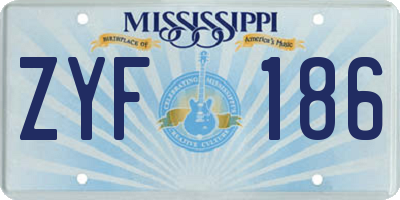 MS license plate ZYF186