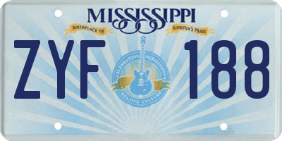 MS license plate ZYF188