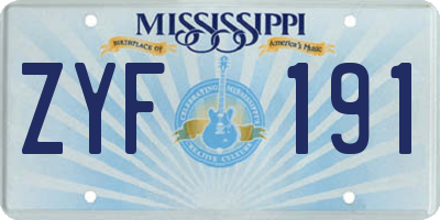 MS license plate ZYF191