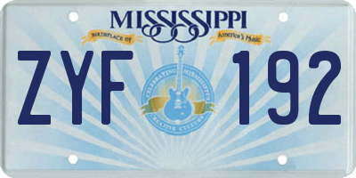 MS license plate ZYF192