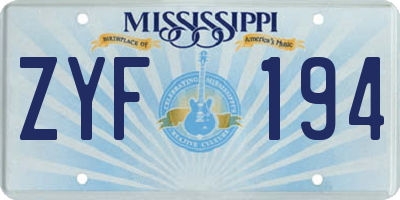 MS license plate ZYF194