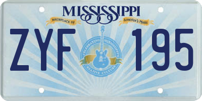 MS license plate ZYF195