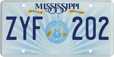 MS license plate ZYF202