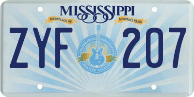 MS license plate ZYF207