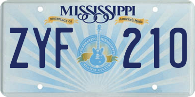 MS license plate ZYF210